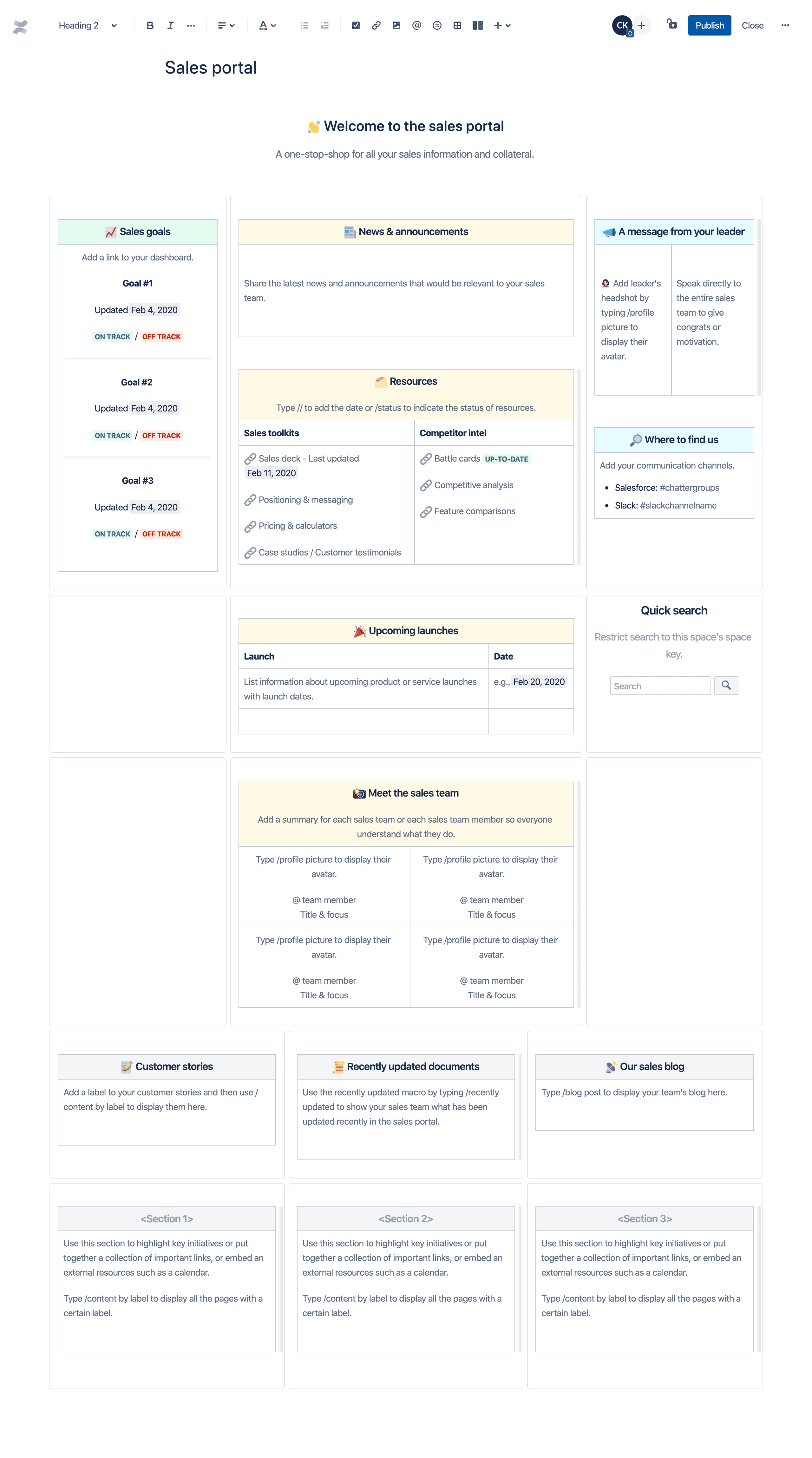 Sales portal template