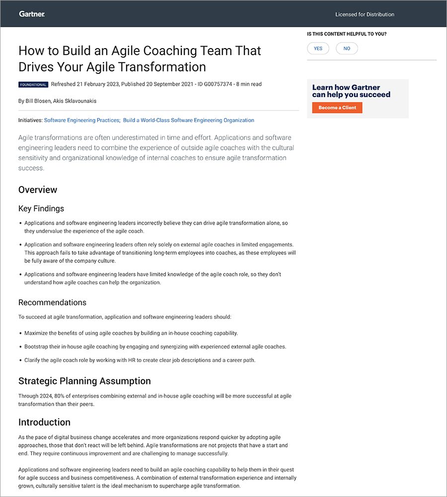 Gartner® How to Build an Agile Coaching Team That Drives Your Agile