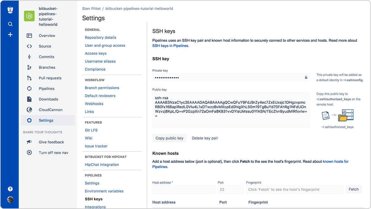 Generate SSH keys directly from Bitbucket Pipelines