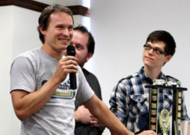 Students listen to a speaker at Bootcamp