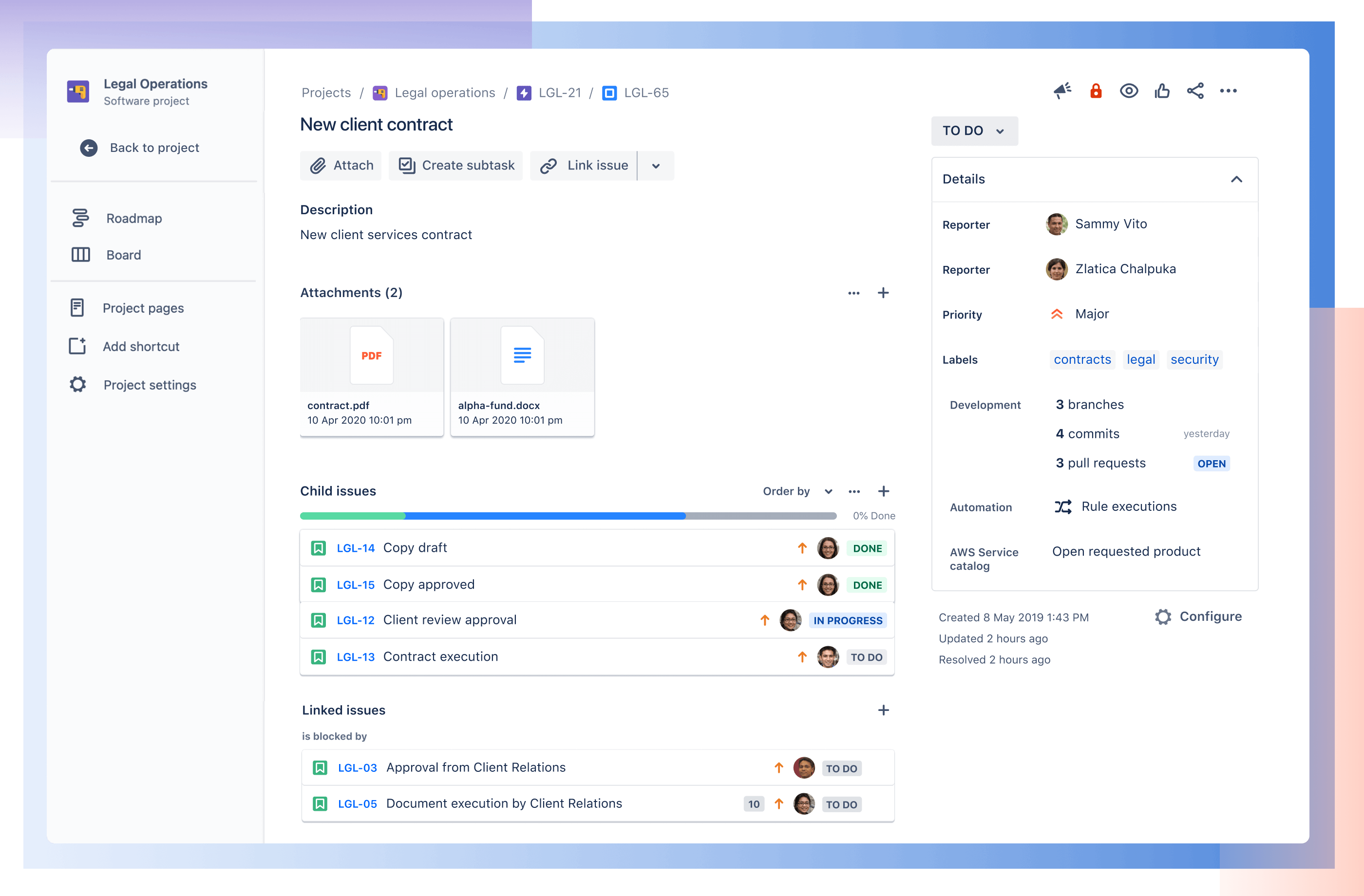 Ticket financier Jira Service Management