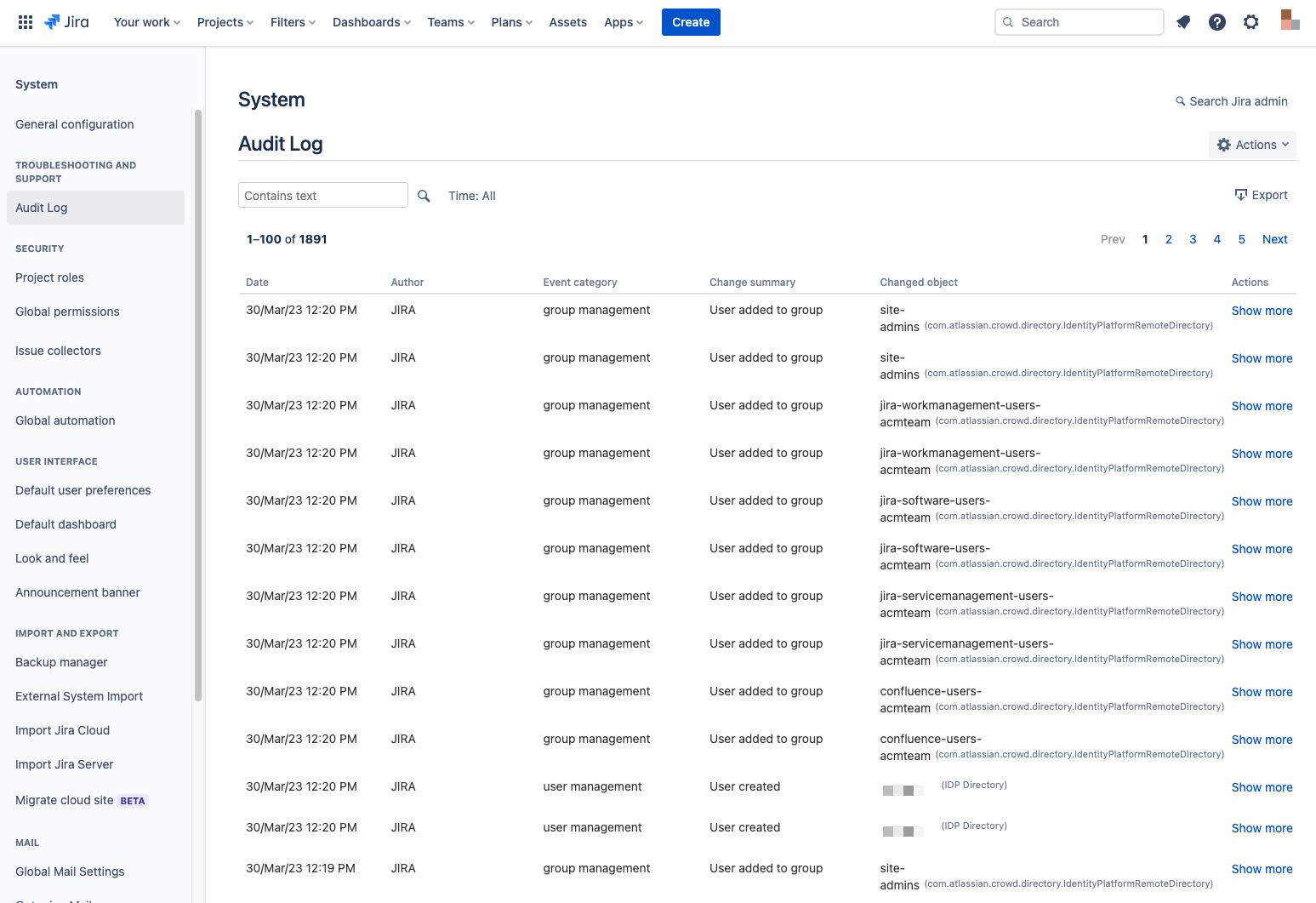 Audit logs