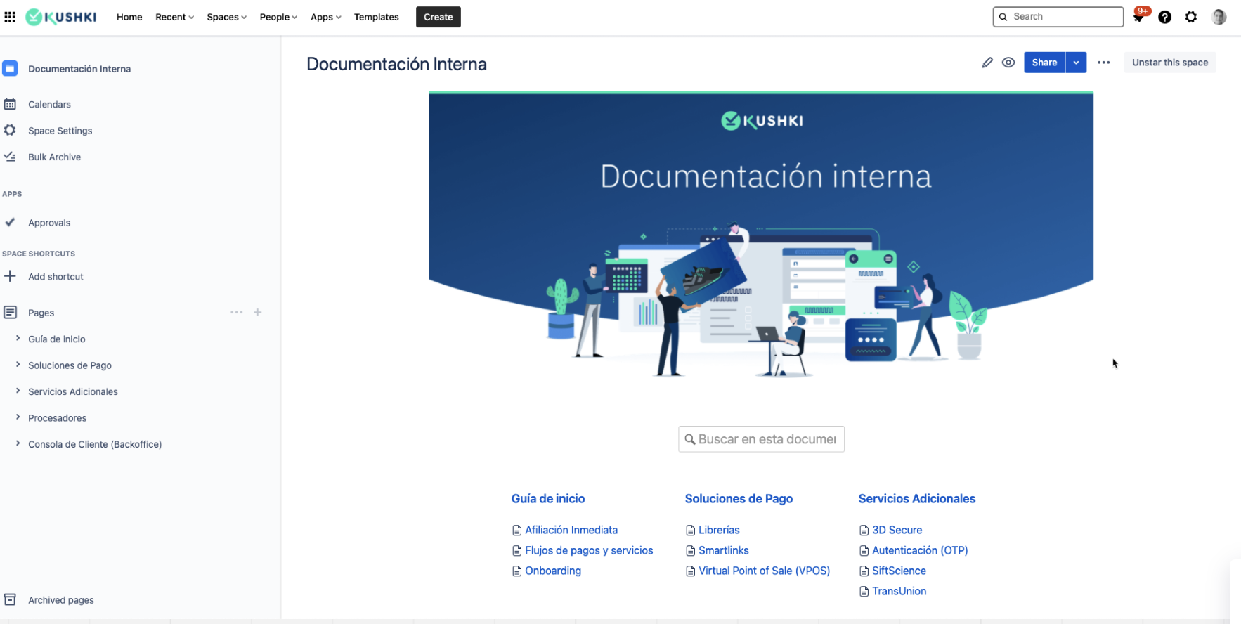 screenshot of documentation confluence page