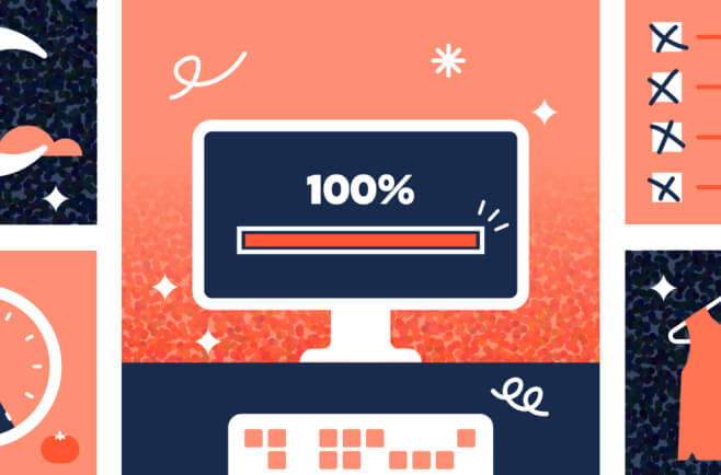 Рисунок: индикатор выполнения со значением 100 % на экране монитора