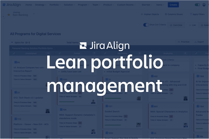 Tela Gestão de portfólio enxuto com o Jira Align