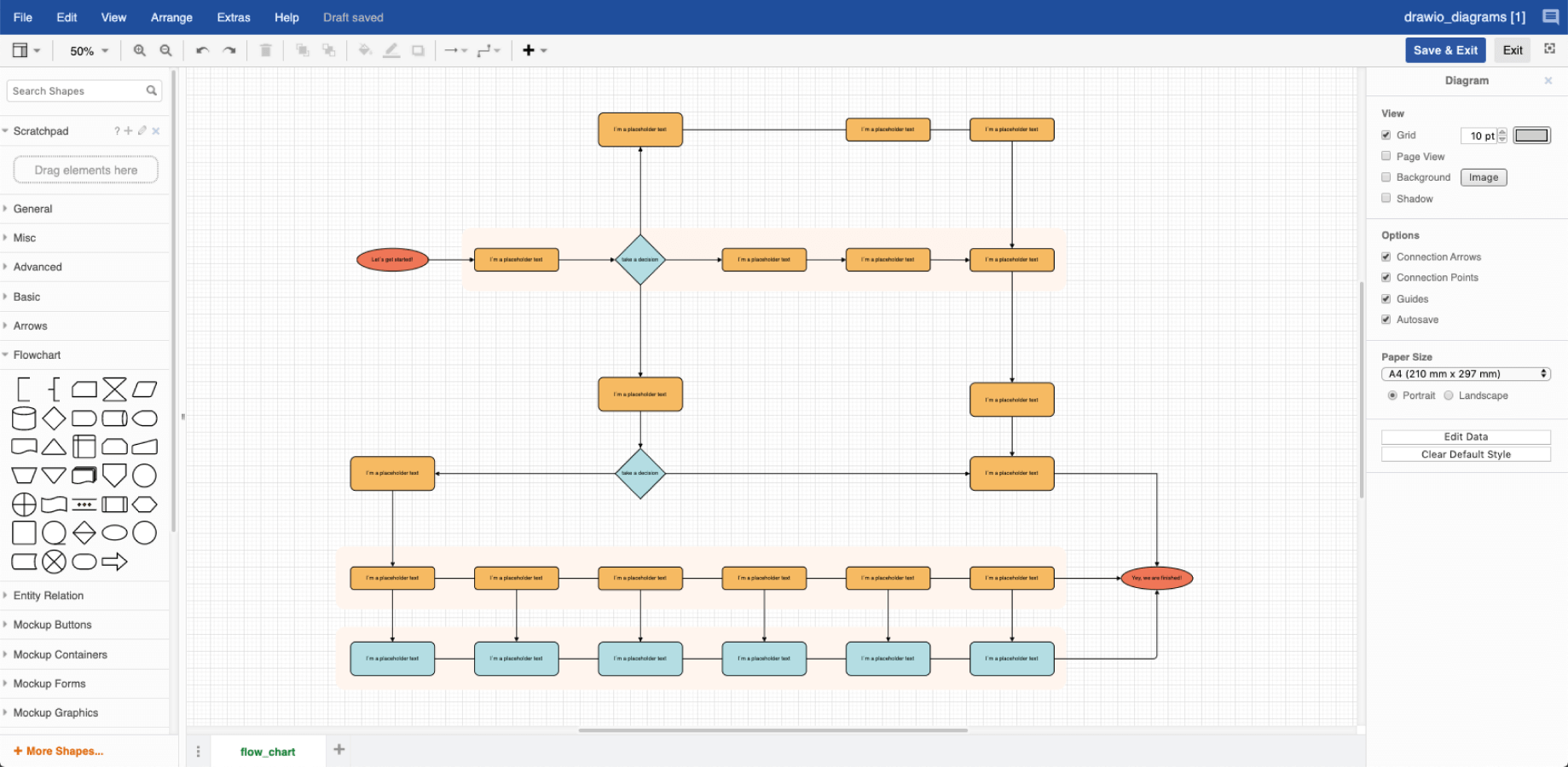 Exemple de diagramme de processus offert par Draw.io
