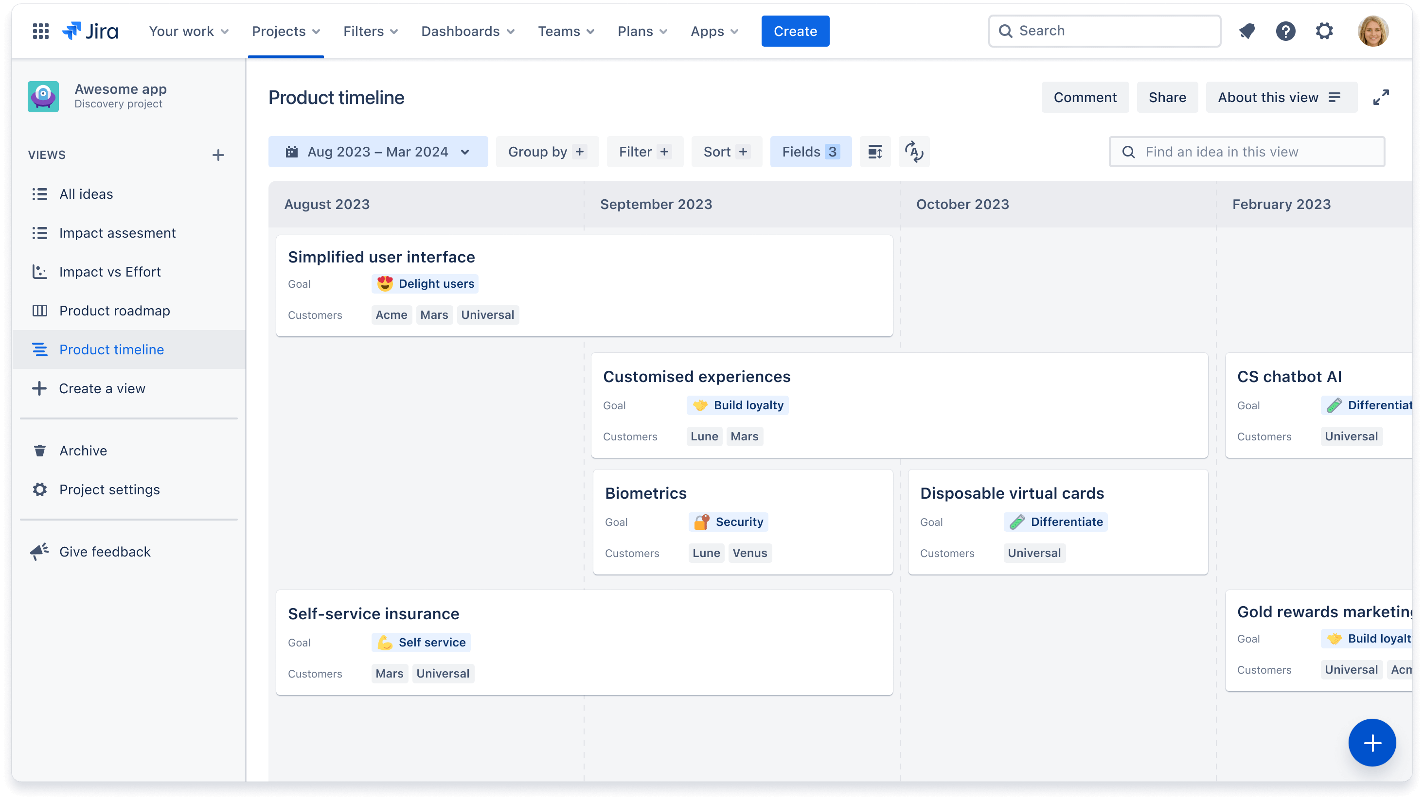Chronologie Jira Product Discovery