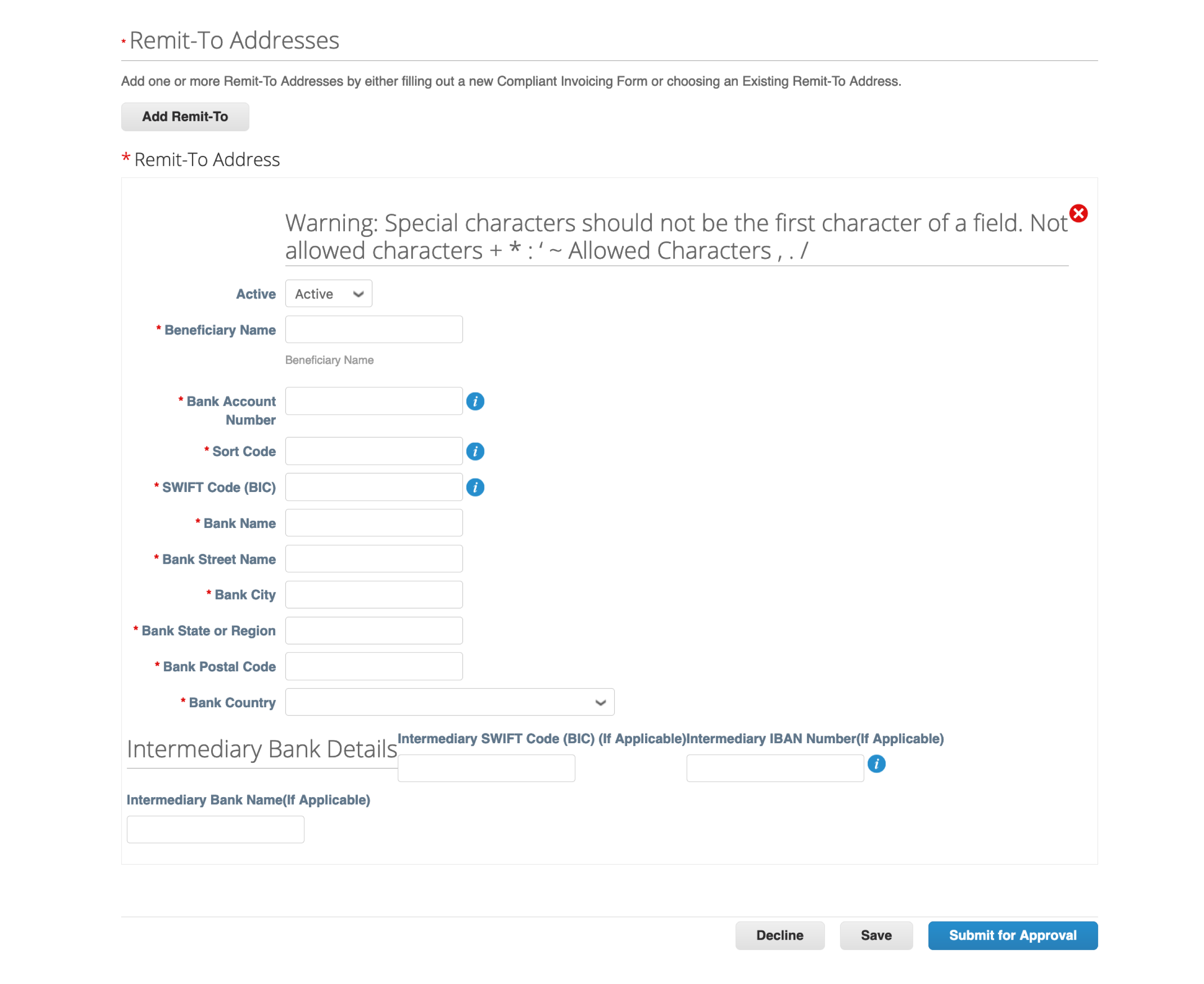 UK Domestic Remit-To Address forms Coupa Supplier