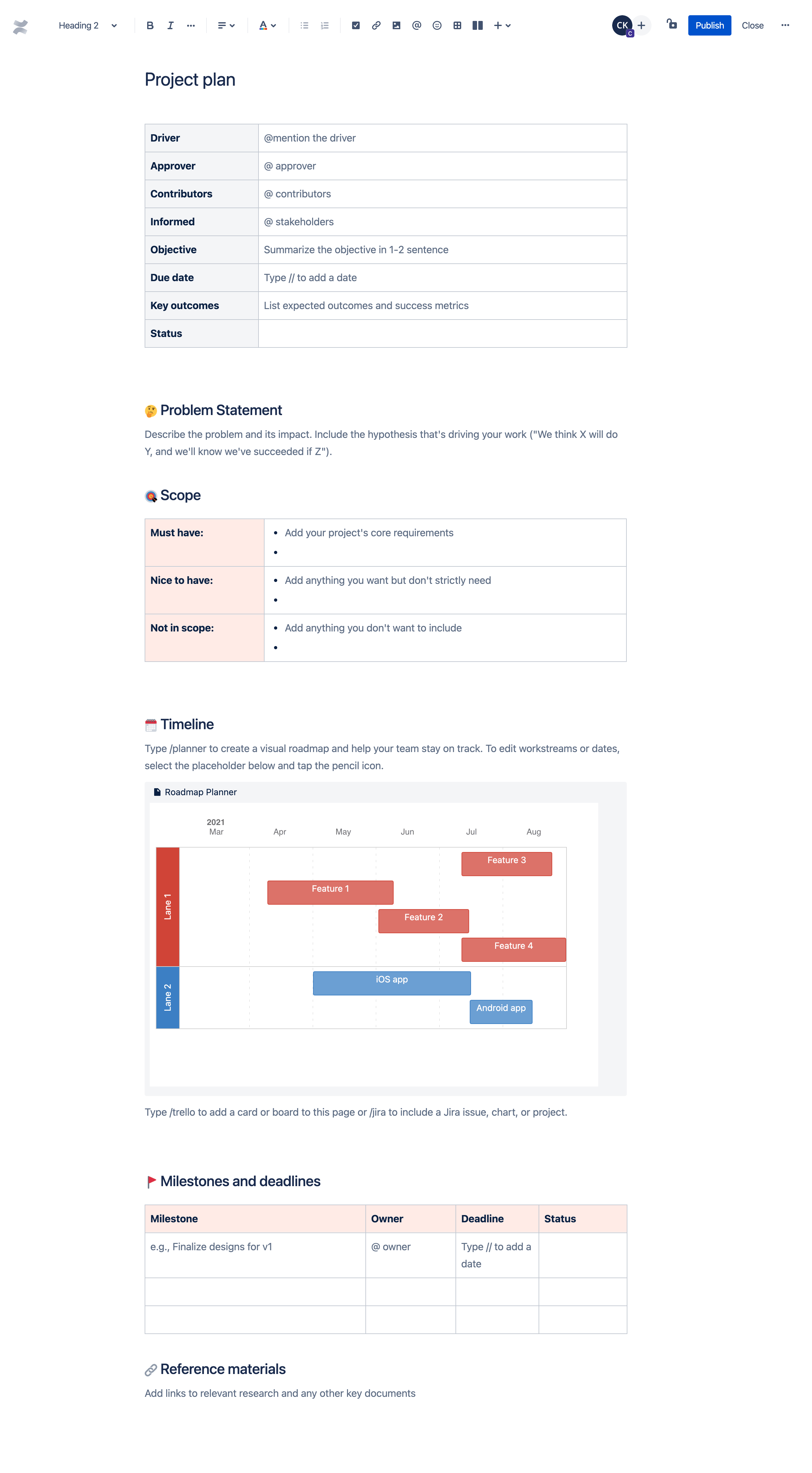 Project plan template | Atlassian