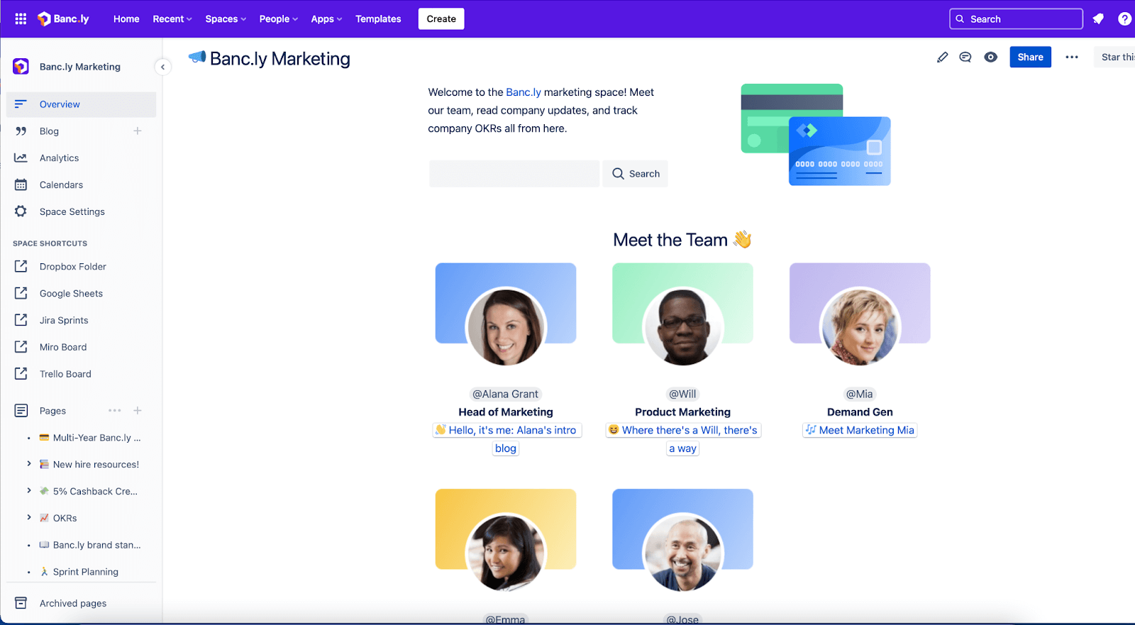 Bancly overview page