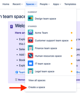 Documentation spaces in Confluence