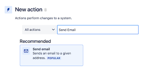 전환 이슈에 대한 Jira Automation 규칙 4단계: 이해 관계자에게 이메일을 보내는 작업 추가