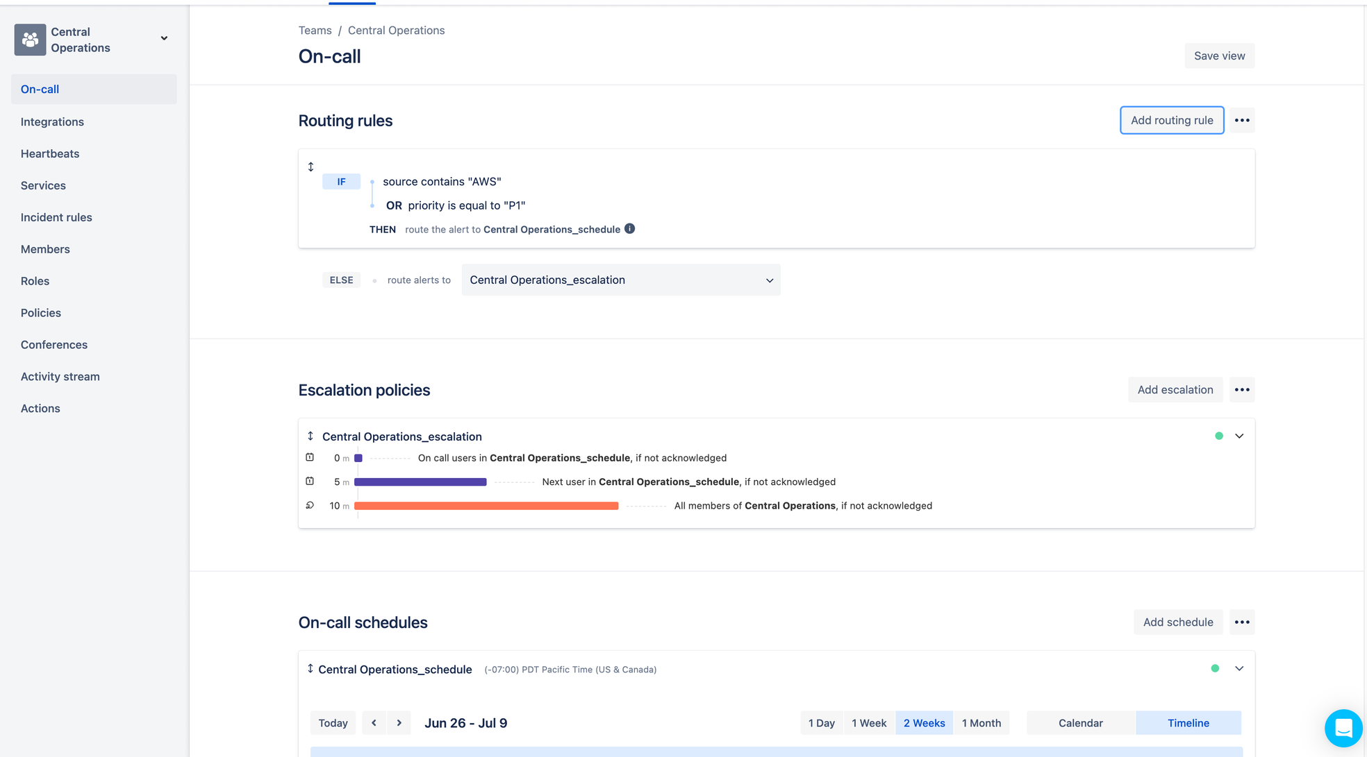 在 Jira Service Management 中设置待命路由规则、上报策略和时间表