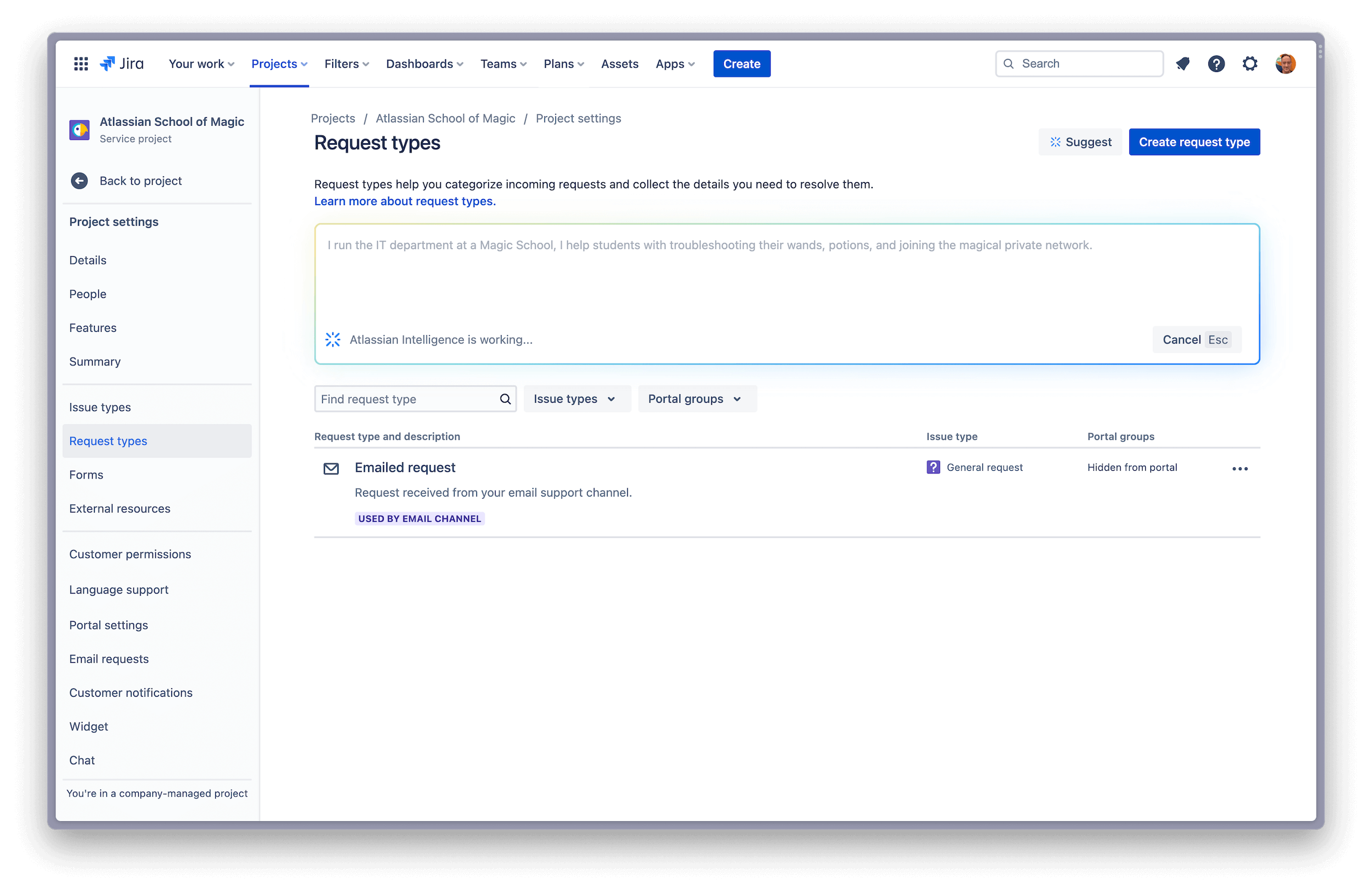 Atlassian Intelligence loading screen