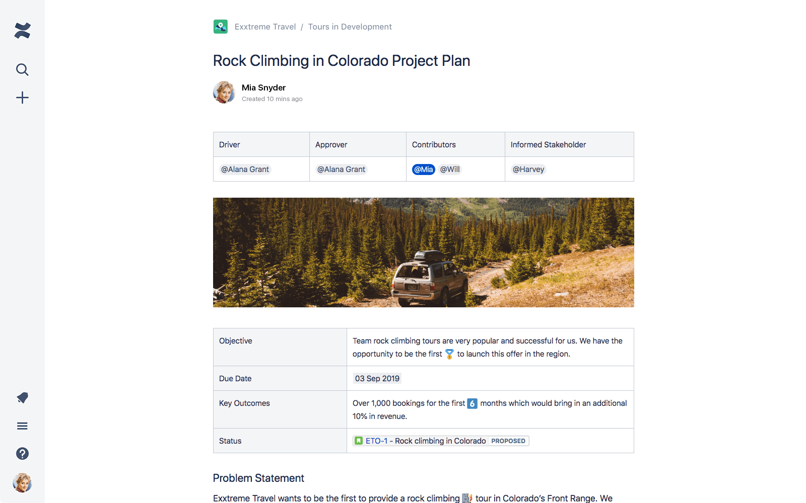 confluence project management template