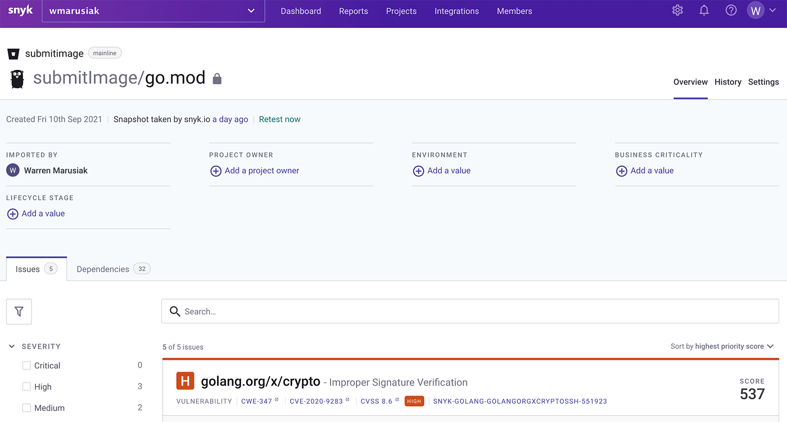 Screenshot: Snyk-Website