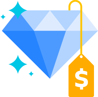Illustration d'un diamant avec une étiquette de prix