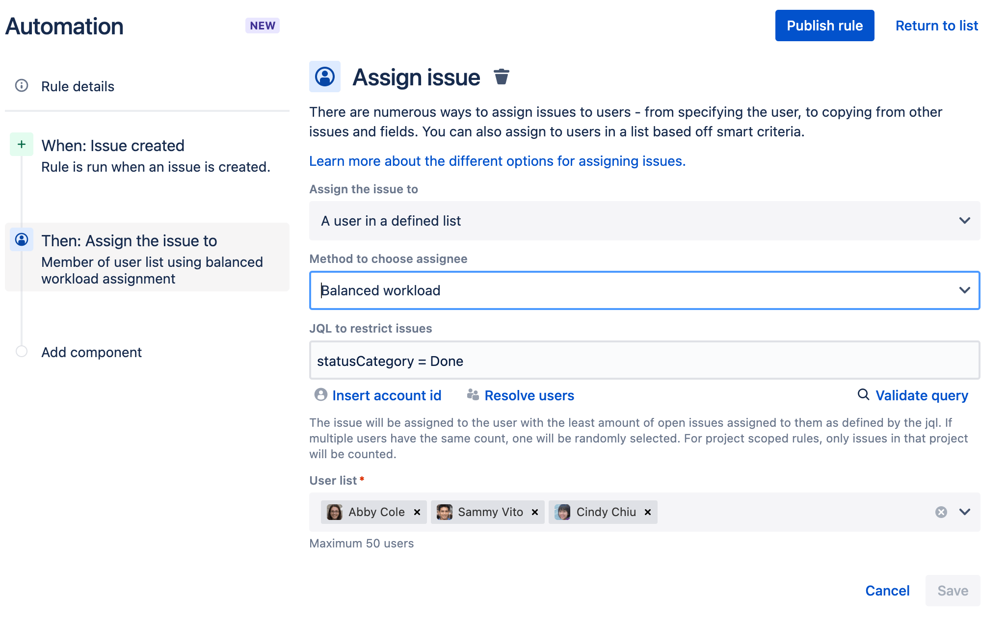 Tworzenie reguł automatyzacji w systemie Jira Service Management