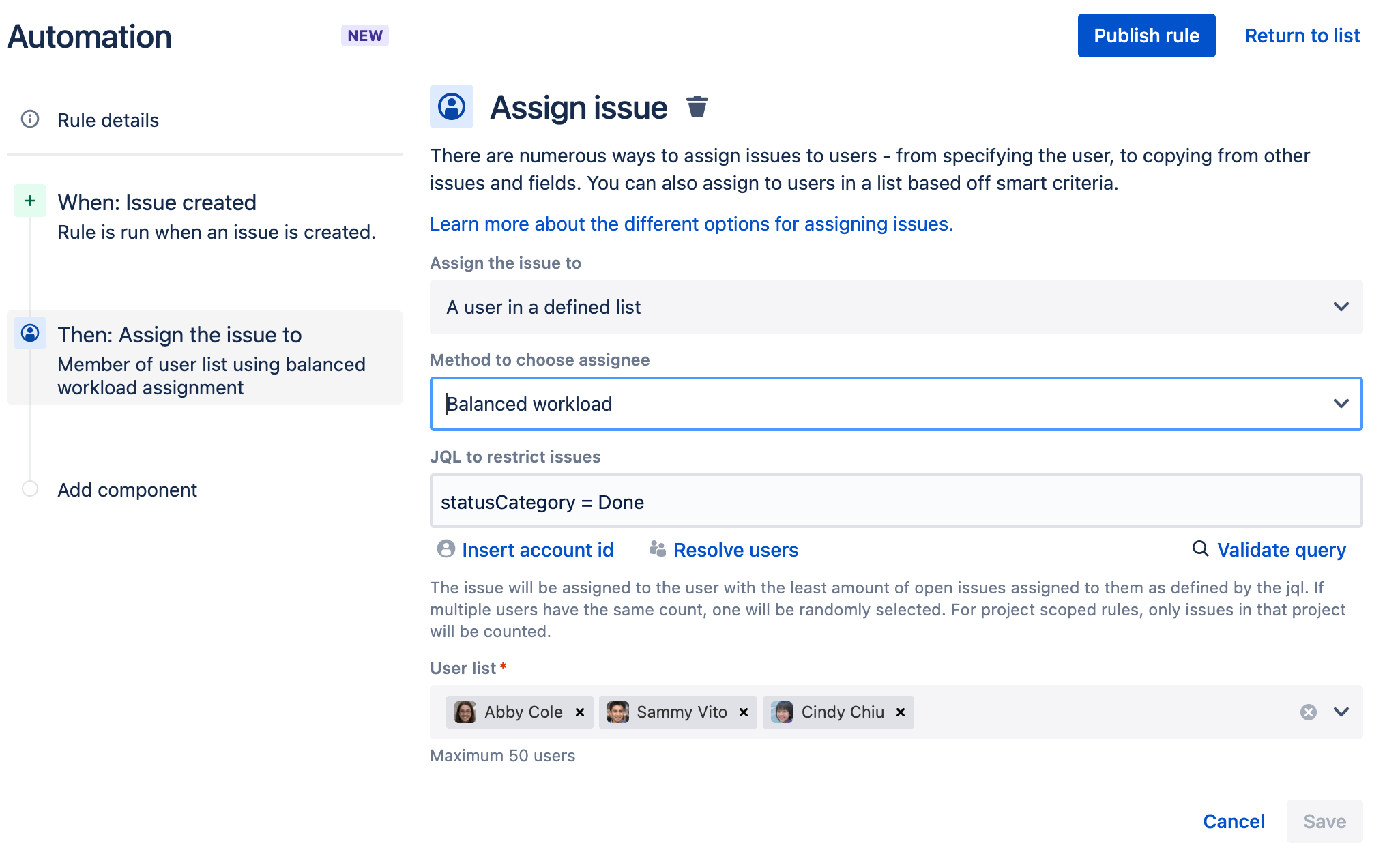 Building rules for automation in Jira Service Management