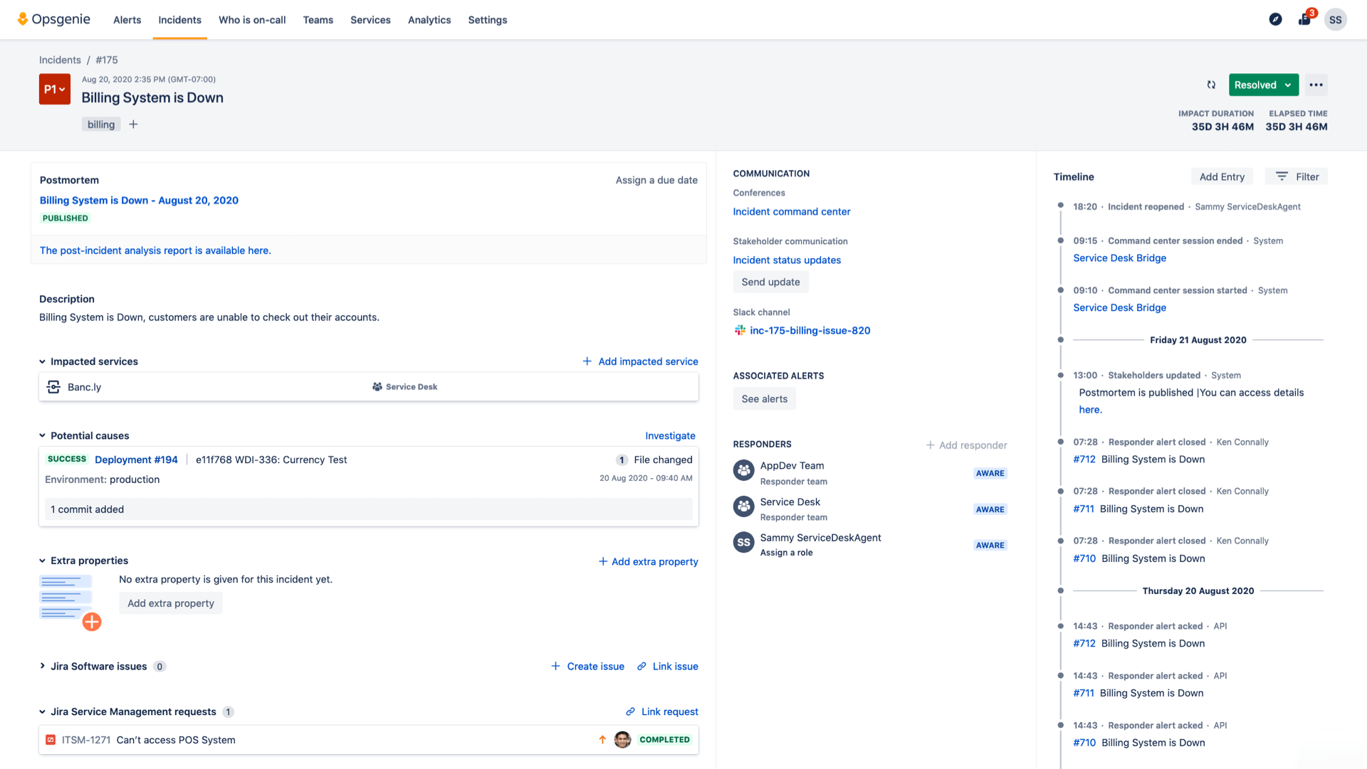 Screenshot: Opsgenie
