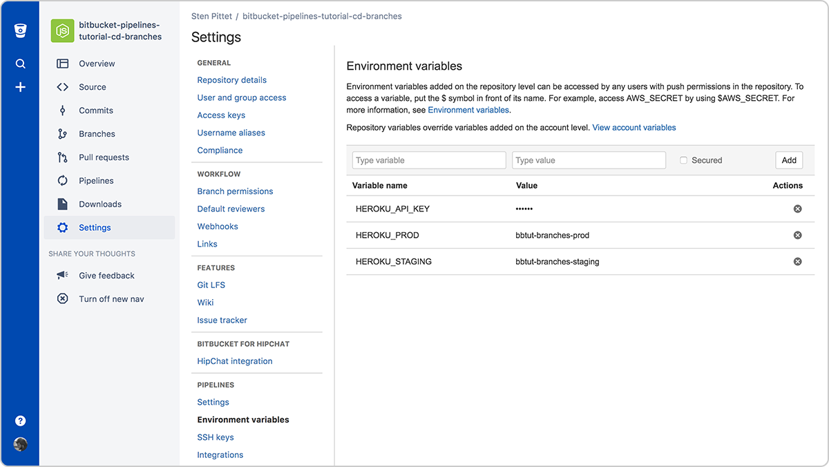 Setting up environment variables to deploy to Heroku