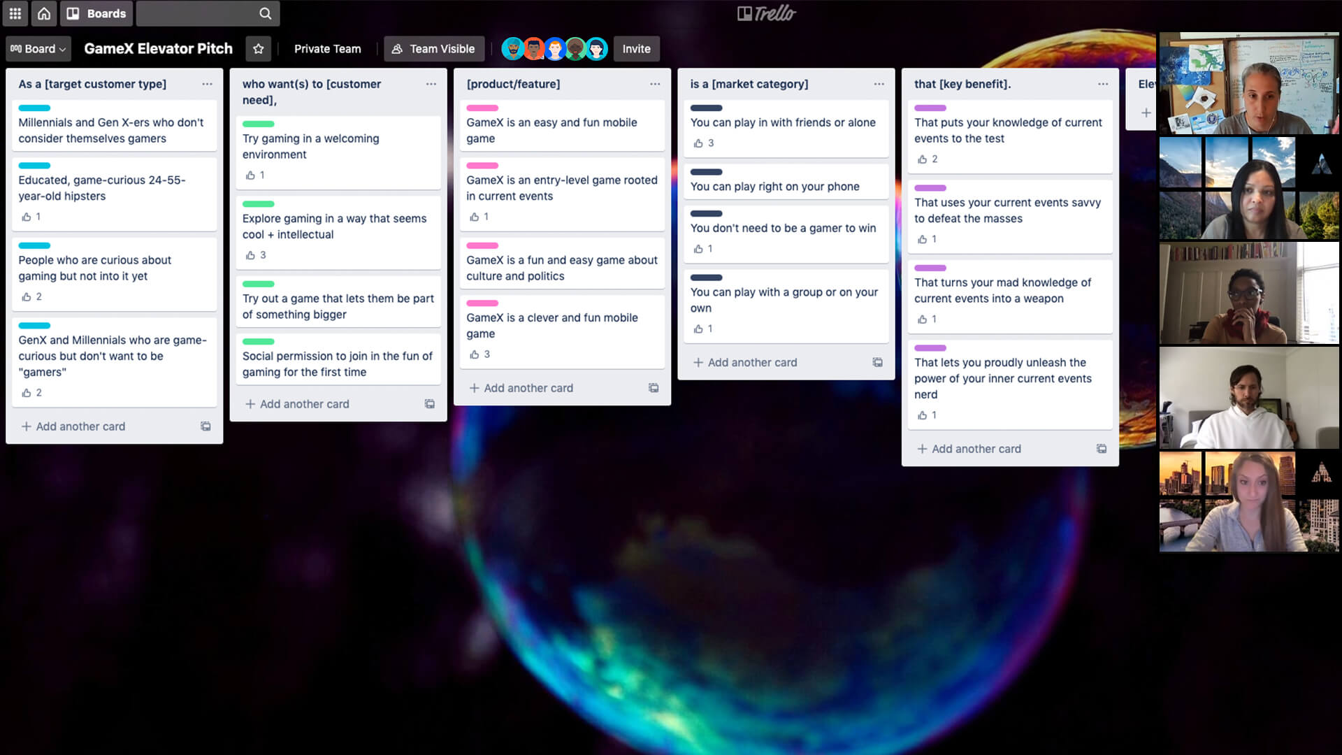 Un equipo habla sobre un tablero de Trello