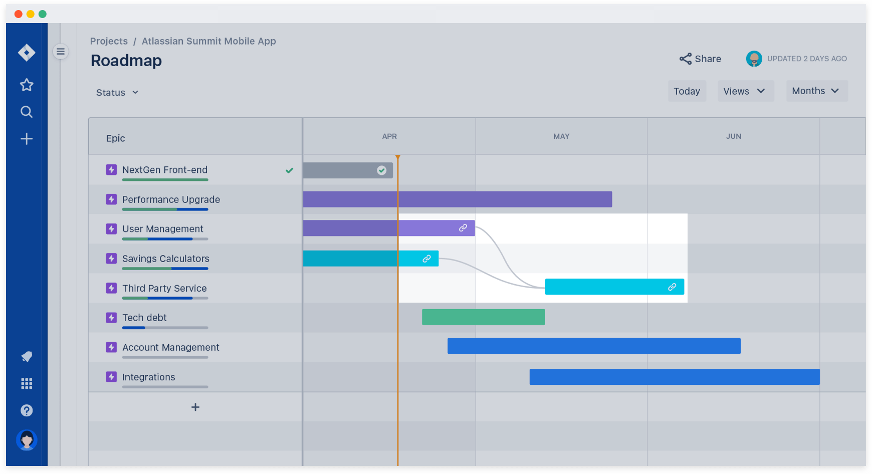 Mapping dependencies on Jira Software's roadmap