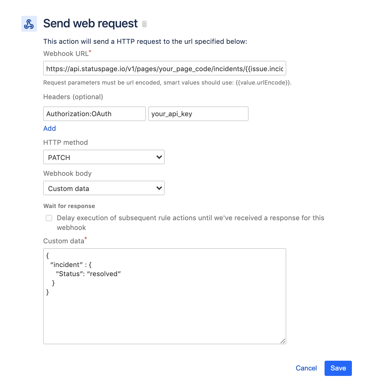 Send web request (Wyślij żądanie internetowe)