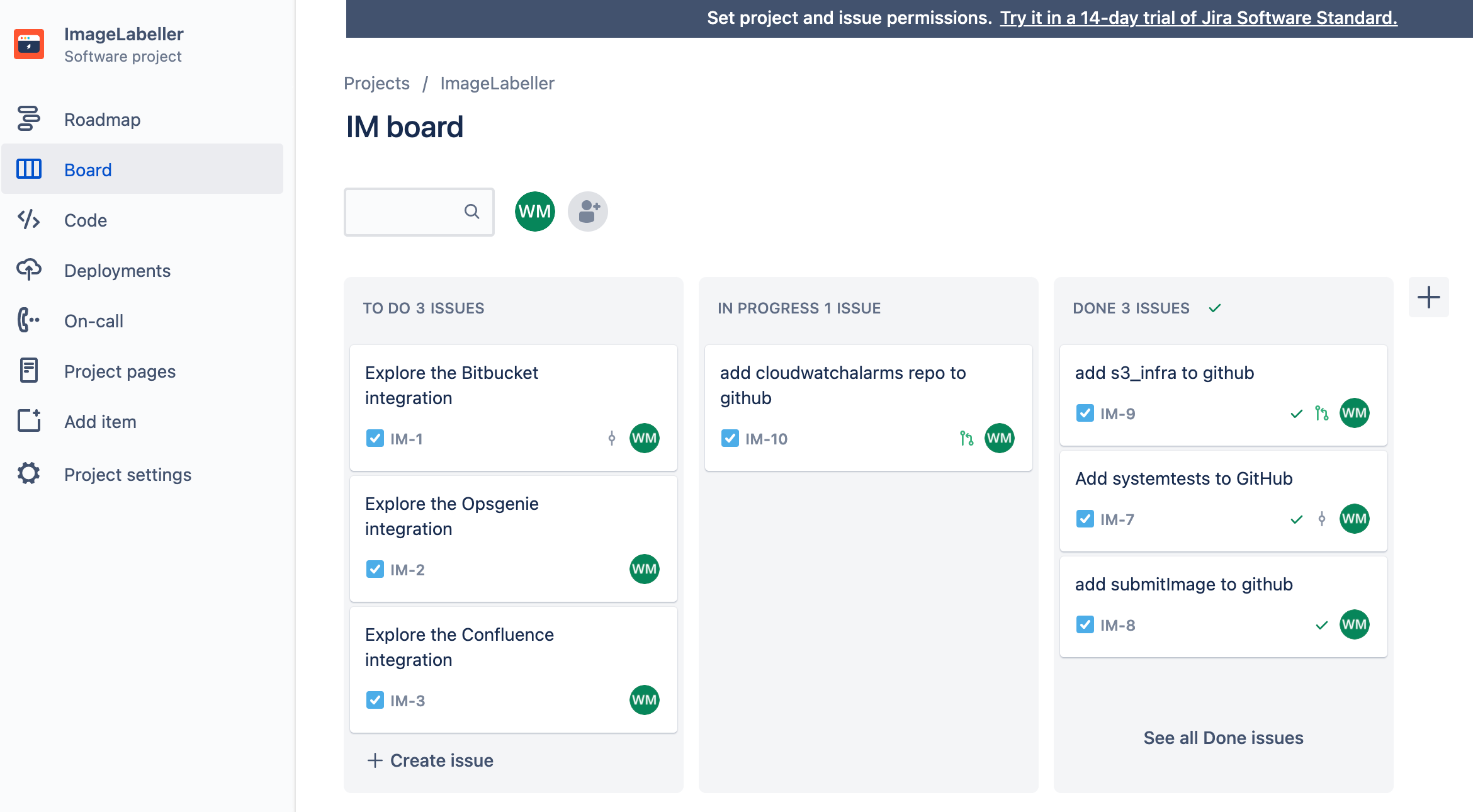 Screenshot: Jira-Vorgang zum Hinzufügen des GitHub-Repositorys