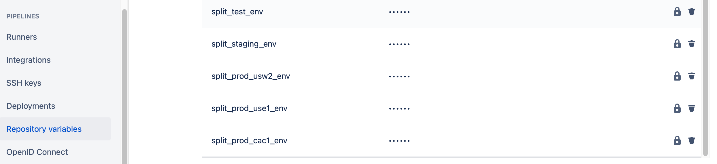 Repository-Variablen in den Repository-Einstellungen