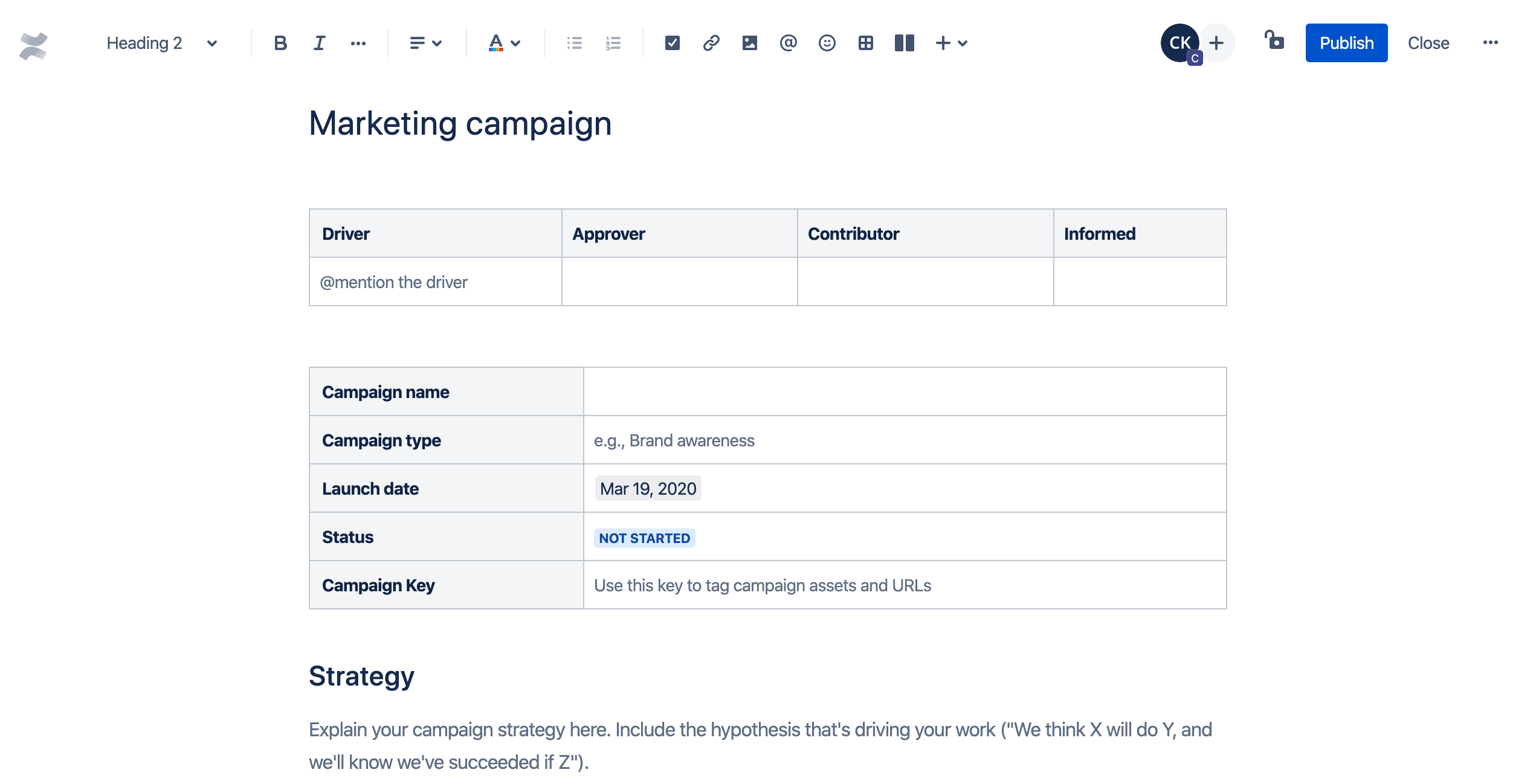 Template de campanha de marketing