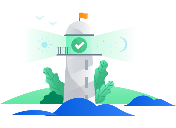 Lighthouse with checkmark