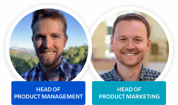 Webinar speakers, the head of product management and the head of product marketing