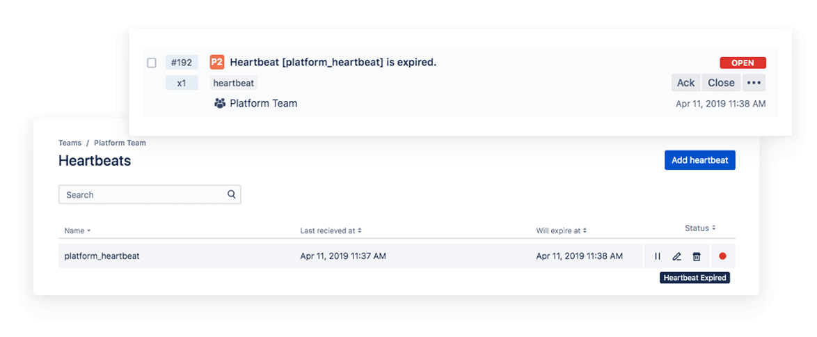 Schermata di monitoraggio heartbeat