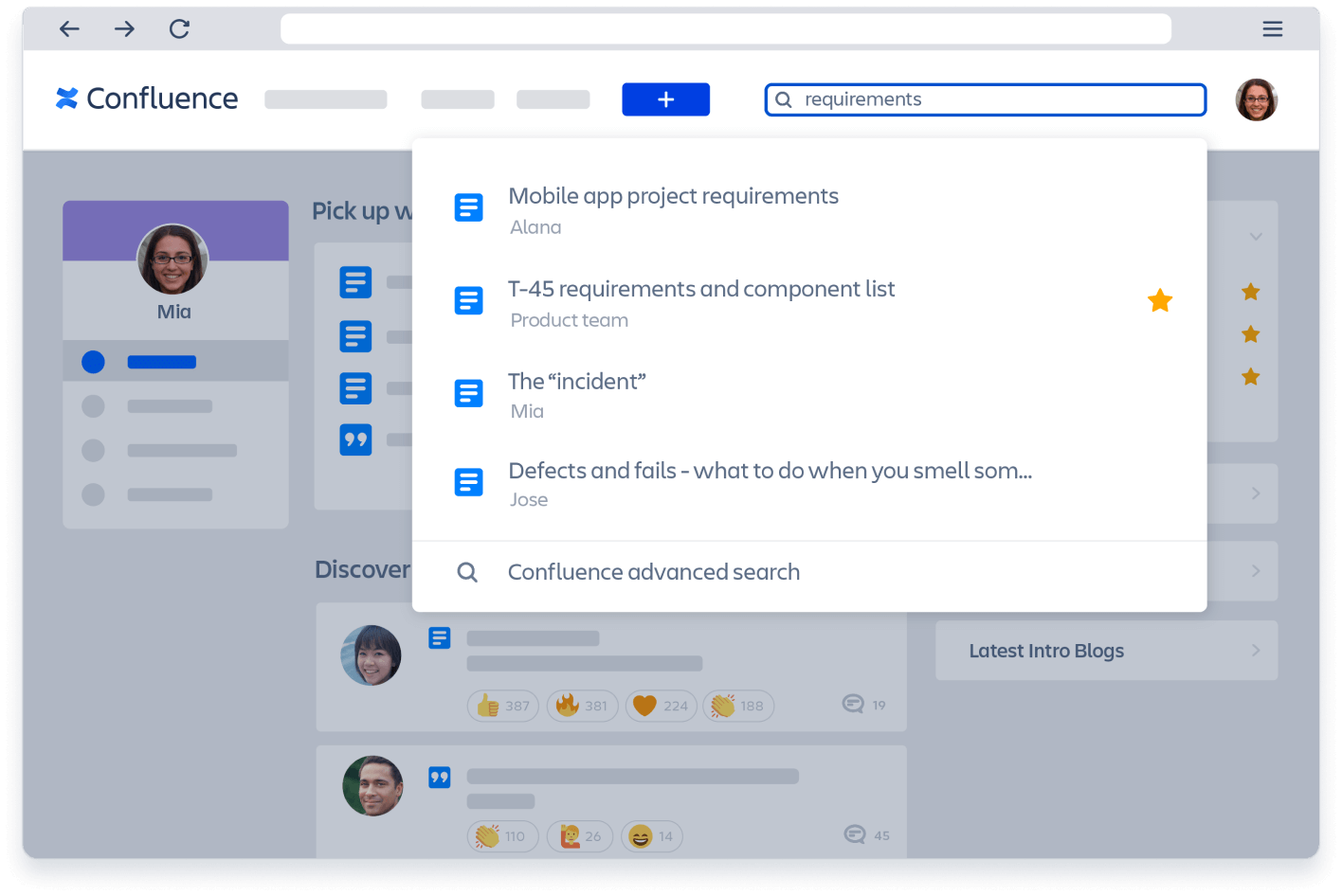 Finding relevant pages in Confluence through advanced search features