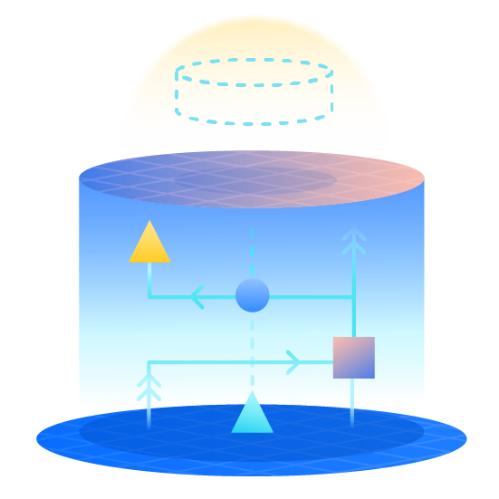 Illustration of shapes inside of a cylinder