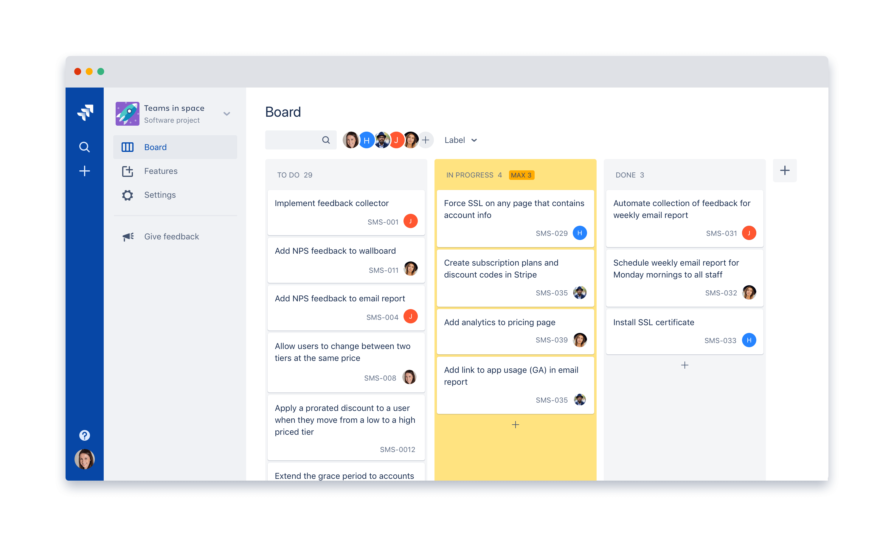 Ejemplo de plantilla de kanban en Jira