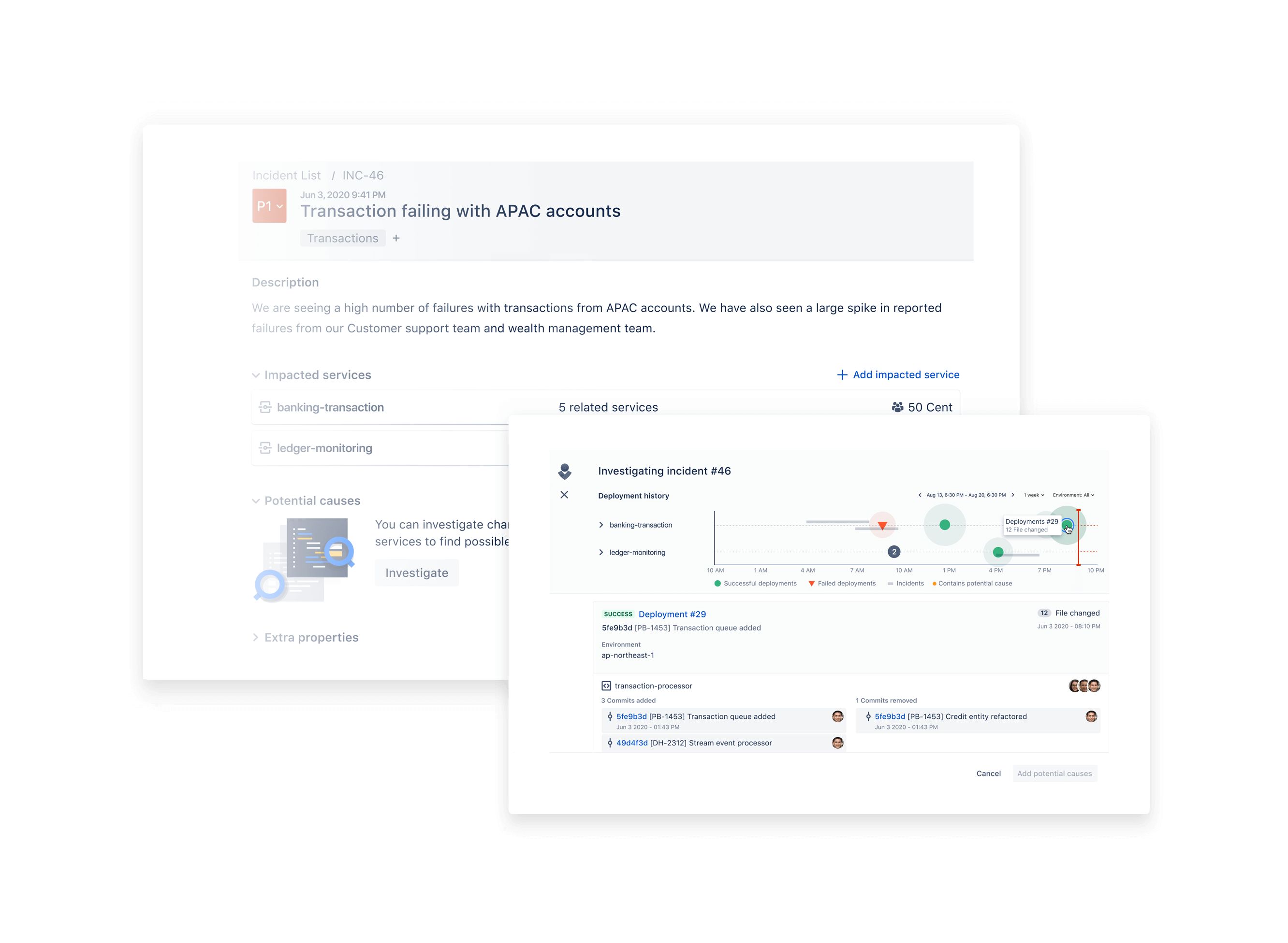 Ticket di Opsgenie con pop-up modale