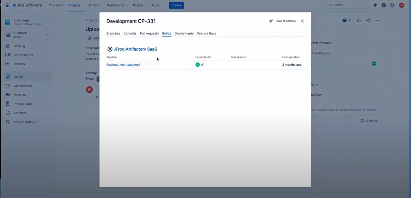 View Artifactory Builds from Jira Issues
