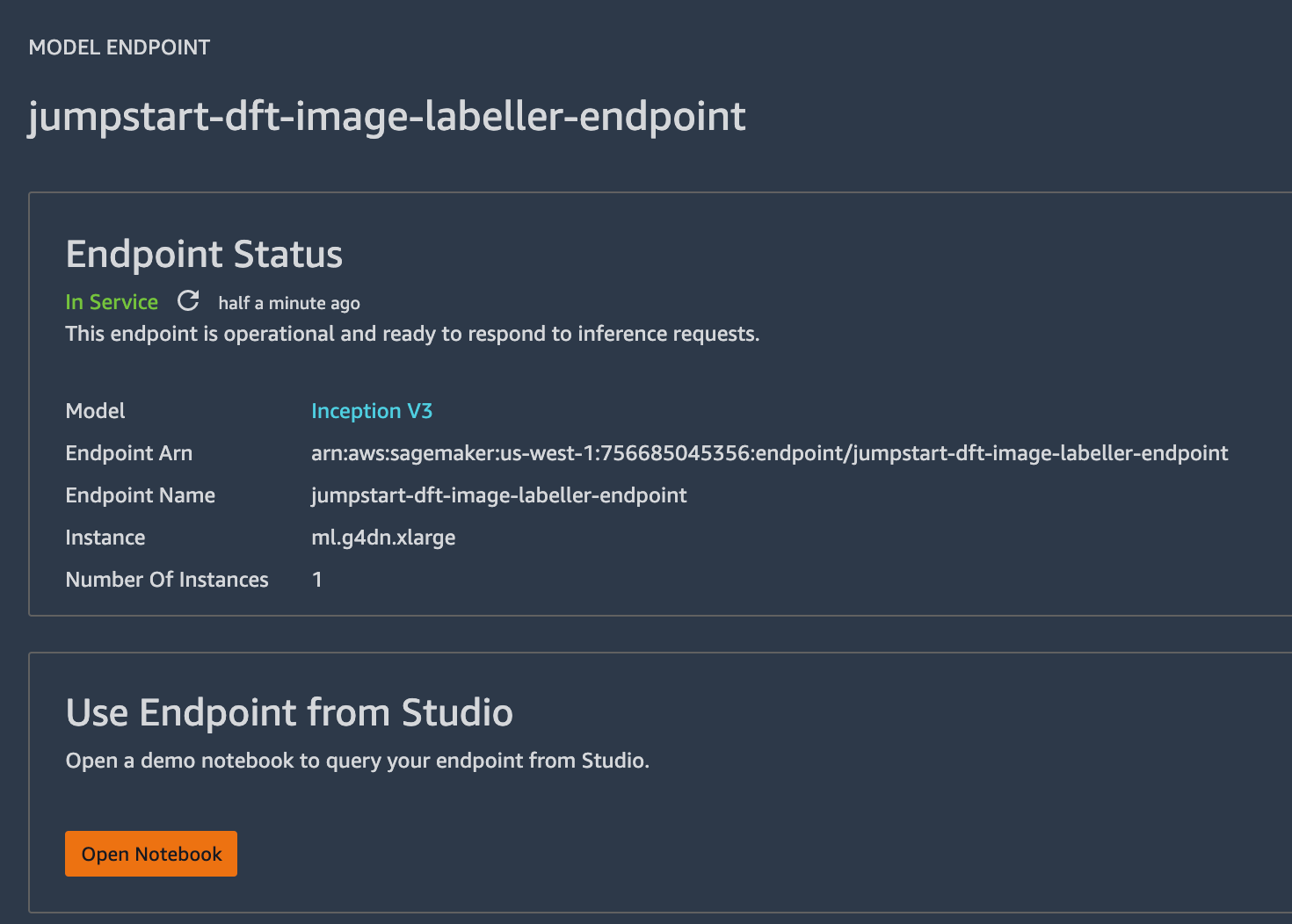 Screenshot van de eindpuntstatus