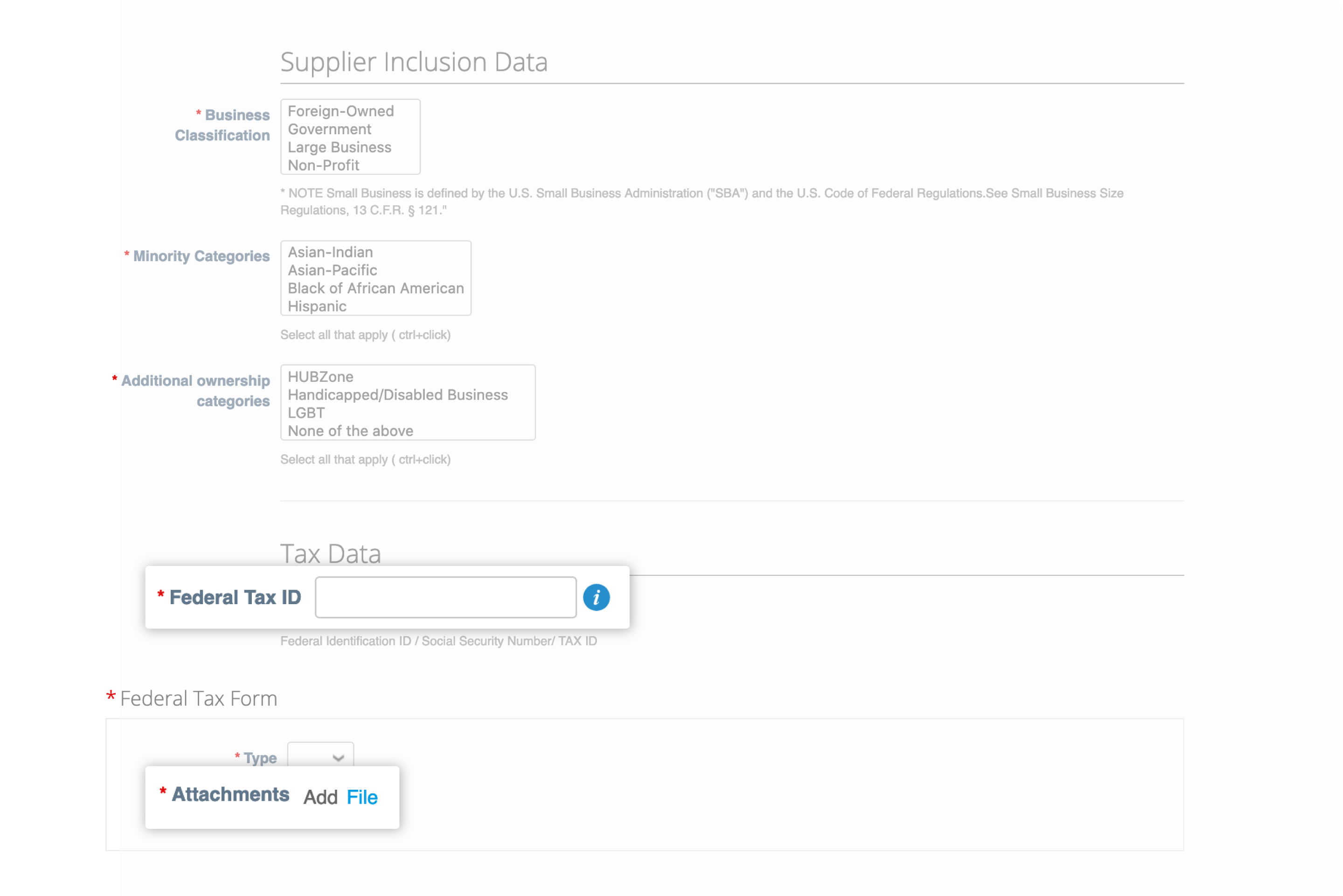 Supplier Inclusion Data Form