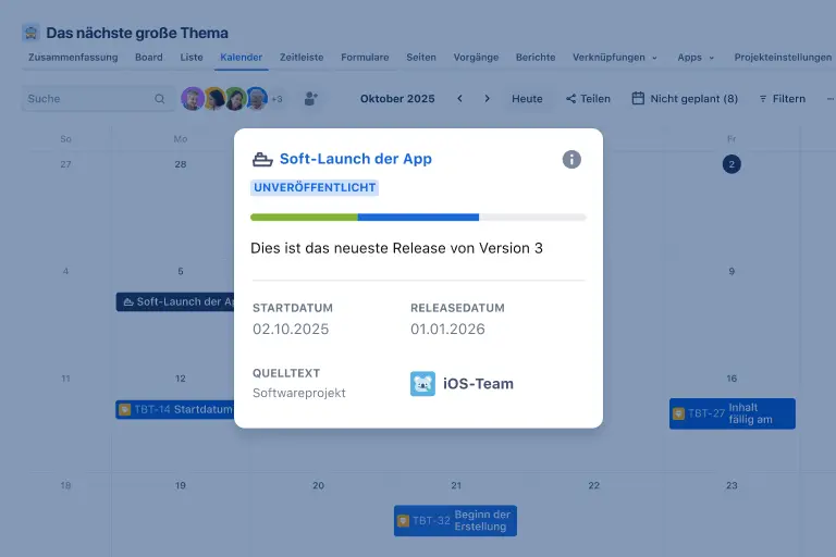 Modul „Gemeinsamer Releasetermin“ in Jira