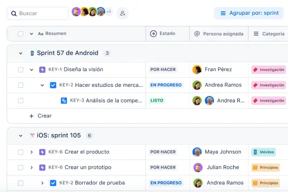 Vista de Lista en Jira