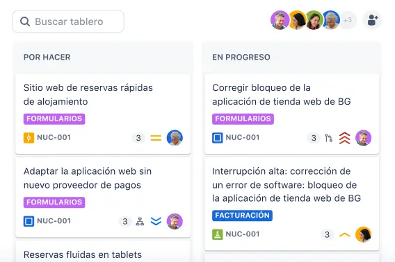 Vista de Tablero en Jira