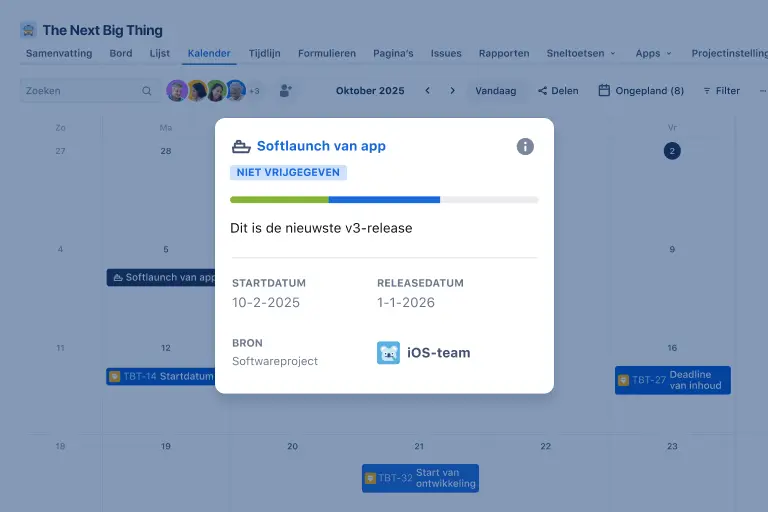 Module voor gedeelde releasedatums in Jira