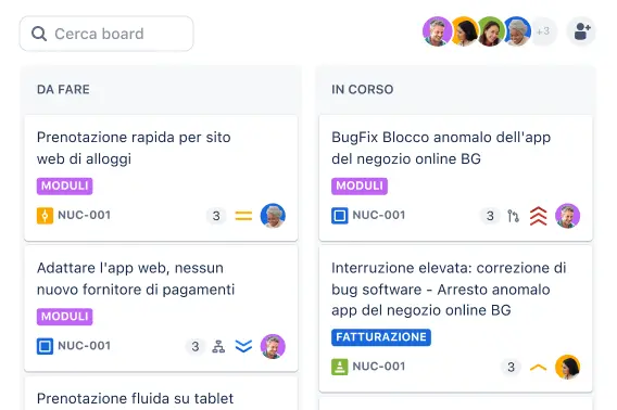 Visualizzazione board in Jira