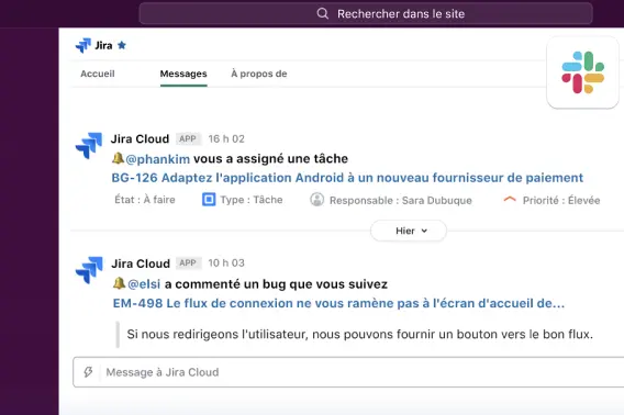 Intégration Slack et Jira