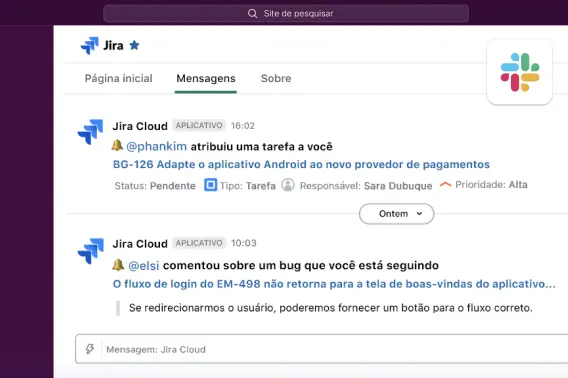 Integração do Slack com o Jira
