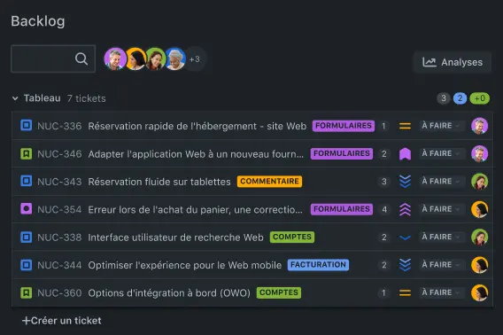 Vue Backlog dans Jira