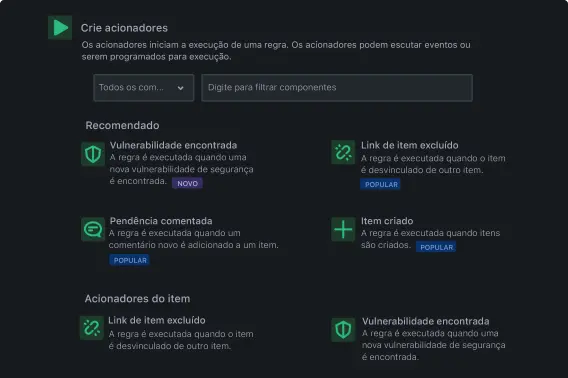 Tela de configuração do acionador de fluxo de trabalho no Jira